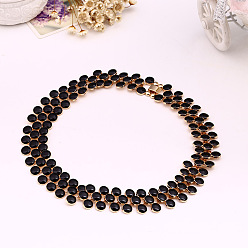 black Sparkling Short Necklace with Gems, Pearls and Crystals for Sweaters