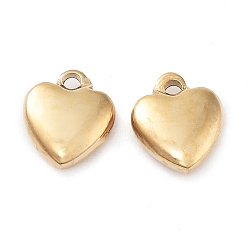 Real 14K Gold Plated 304 Stainless Steel Charms, Heart Charm, Real 14K Gold Plated, 8x7x2.5mm, Hole: 1mm