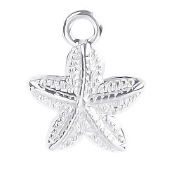 Нержавеющая Сталь Цвет Шкентели нержавеющей стали, очарование морской звезды, цвет нержавеющей стали, 16x13 мм, отверстие : 2 мм