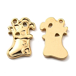 Golden Ion Plating(IP) 304 Stainless Steel Charms, Manual Polishing, Christmas Theme, Christmas Socking, Golden, 15x10x2mm, Hole: 1mm