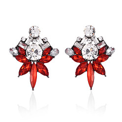 red Stylish Crystal Flower Acrylic Earrings - Creative and Versatile Design