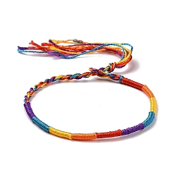 Colorful Polyester Braided String Cord Bracelet, Adjustable Friendship Bracelet for Men Women, Colorful, 11-5/8~11-3/4  inch(29.5~30cm)