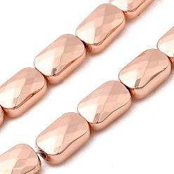 Гальванический Розовый Золотой Стеклянные бусины с гальваническим покрытием , прямоугольные, граненые, покрытием из розового золота, 9x6x4 мм, отверстие : 1 мм, около 46 шт / нитка, 16.14'' (41 см)