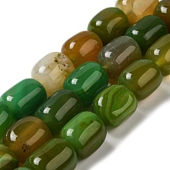 Dark Green Natural Agate Beads Strands, Dyed & Heated, Column, Dark Green, 15~16x11.5~13x11~13mm, Hole: 1.6mm, about 12pcs/strand, 7.17~7.28''(18.2~18.5cm)