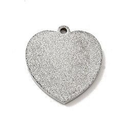 Stainless Steel Color Non-Tarnish 304 Stainless Steel Textured Pendants, Heart, Stainless Steel Color, 18x17.5x2mm, Hole: 1.4mm