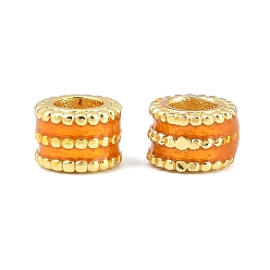Orange Messing Perlen, Kolumne, mit Emaille, cadmiumfrei und bleifrei, Gestell, langlebig überzogen, echt 18 k vergoldet, orange, 6x4 mm, Bohrung: 3 mm