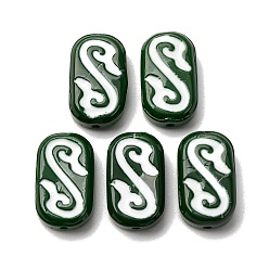 Зеленый Бусины лэмпворк , овал с амулетом, зелёные, 20x12x6~7 мм, отверстие : 1.2~1.4 мм