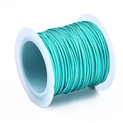 Light Sea Green Korean Waxed Polyester Cords, Light Sea Green, 1mm, about 10.93 yards(10m)/roll, 25rolls/bag