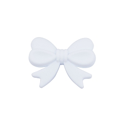 White Bowknot Food Grade Silicone Beads, Chewing Beads For Teethers, DIY Nursing Necklaces Making, White, 16x26mm