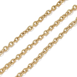 Золотой Ионное покрытие (ip) 304 текстурированные кабельные цепи из нержавеющей стали, с катушкой, несварные, овальные, золотые, 3x2.4x0.6 мм, около 65.61 футов (20 м) / рулон