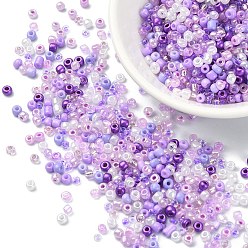 Medium Purple Opaque & Transparent Inside Colours Glass Seed Beads, Round Hole, Round, Medium Purple, 3x1.5~2.5mm, Hole: 0.8mm