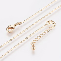 Real 18K Gold Plated Long-Lasting Plated Brass Link Chain Necklaces, with Lobster Claw Clasp, Nickel Free, Real 18K Gold Plated, 17.7 inch (45cm), Link: 4x1mm
