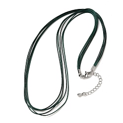 Темно-Зеленый 1мм вощеный шнур 5-образное ожерелье, с латунными выводами и 304 застежками из лобстера из нержавеющей стали, платины и нержавеющая сталь цвет, темно-зеленый, 18.90 дюйм (48 см)