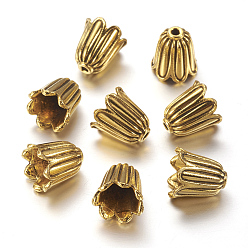 Античное Золото Тибетском стиле сплав шарик крышки, без кадмия и без свинца и без никеля, цветок, античное золото , 10x10 мм, отверстие : 1 мм
