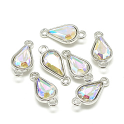 Прозрачный АВ Колготки из легированного стекла, граненые, слеза, платина, ясно AB, 14.5x9x5 мм, отверстие : 1.5 мм