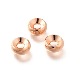 Розовое Золото Латунные бусины, долговечный, без кадмия и без свинца, плоско-круглые, розовое золото , 7.5x3.5 мм, отверстие : 2.5 мм