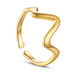 Golden SHEGRACE 925 Sterling Silver Cuff Rings, Open Rings, with Heartbeat, Size 8, Golden, 18mmPacking Size: 53x53x37mm