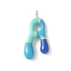 Letter A Латунь эмаль подвески, долговечный, без кадмия и без свинца, реальный 18 k позолоченный, буквенное очарование, буква a, 21~25x6~25x4~7 мм, отверстие : 1.6~2 мм