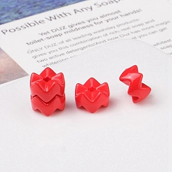Red Opaque Acrylic Beads, Wave Snowflake, Red, 9.5x5mm, Hole: 2mm