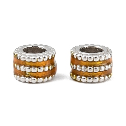 Dunkelgolden Messing Perlen, Kolumne, mit Emaille, cadmiumfrei und bleifrei, Gestell, langlebig überzogen, echt 18 k vergoldet, dunkelgolden, 6x4 mm, Bohrung: 3 mm