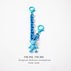 Light Blue Bear Chain 【X107】 Cute Bear DIY Couple Keychain Pendant Bag Decoration Phone Case Chain.