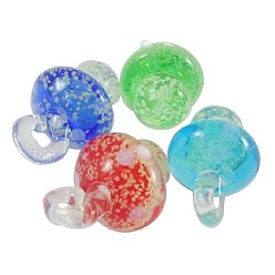 Mixed Color Handmade Luminous Lampwork Pendants, Mixed Color, Mushrooms, about 15mm wide, 25mm long, hole: 3mm