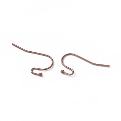 Red Copper Brass Earring Hooks for Earring Designs, Ear Wire, Lead Free & Cadmium Free, Red Copper, 21x12mm, 21 Gauge, Pin: 0.7mm