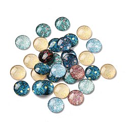 Mixed Color Flatback Half Round/Dome Flower and Plants Pattern Glass Cabochons, for DIY Projects, Mixed Color, 12x4mm
