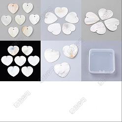 Морская Ракушка 20 шт 5 стили натуральные пресноводные подвески из ракушек, сердце прелести, цвет морской раковины, 19.5~50x18~51.5x1~4.5 мм, отверстие : 1~2 мм, 4 шт / стиль