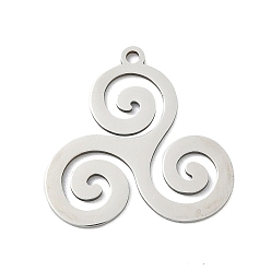 Серебро 201 подвески из нержавеющей стали, трискеле, цвет нержавеющей стали, 25x25x1 мм, отверстие : 1.6 мм