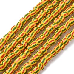 Золотистый Бусы лэмпворк ручной работы, 3 тон, колонка, золотые, 3~4.5x2~4 мм, отверстие : 0.8 мм, около 99~103 шт / нитка, 15.35 дюйм (39 см)