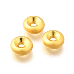Матовый Золотой Цвет Латунные бусины, долговечный, без кадмия и без свинца, плоско-круглые, матовый золотой цвет, 9.5x4 мм, отверстие : 3 мм