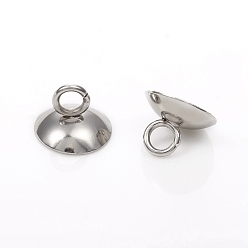 Stainless Steel Color 201 Stainless Steel Bead Cap Pendant Bails, for Globe Glass Bubble Cover Pendants, Stainless Steel Color, 7x10mm, Hole: 3mm