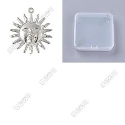 Stainless Steel Color 100Pcs 304 Stainless Steel Pendants, Sun Charm, Anti-Tarnish, Stainless Steel Color, 25x22x1.5mm, Hole: 1.5mm