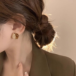 Golden Square Alloy Resin Studs Earring, with 925 Sterling Silver Pins, Golden, 50x50mm