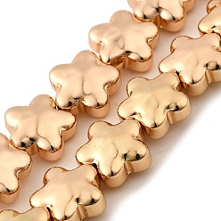 Светло-Золотое Покрытие Стеклянные бусины с гальваническим покрытием , звезда, полное покрытие, свет позолоченные, 11.5x12x6.5 мм, отверстие : 0.8 мм, около 40 шт / нитка, 17.32'' (44 см)