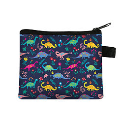 Colorful Dinosaur Pattern Polyester Wallets with Zipper, Change Purse, Clutch Bag for Women, Colorful, 13.5x11cm