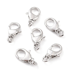 Real Platinum Plated Brass Lobster Claw Clasps, Long-Lasting Plated, Lead Free & Nickel Free & Cadmium Free, Real Platinum Plated, 20.5x12x5mm, Hole: 2.2x3mm