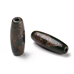 2-Глаза Тибетского стиля бусы дзи, природных бисера агат, окрашенная и подогревом, овальные, Жуйи узор, 28.5~32x10~12.5 мм, отверстие : 1.5~3 мм