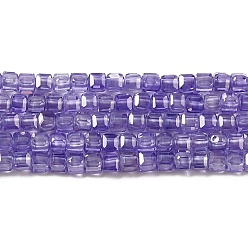 Slate Blue Cubic Zirconia Bead Strands, Faceted Square, Slate Blue, 2.5x2.5x2.5mm, Hole: 0.6mm, about 159~160pcs/strand, 14.57''~14.76''(37~37.5cm)