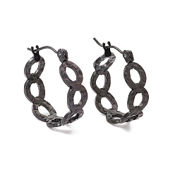 Electrophoresis Black 304 Овальные серьги-кольца из нержавеющей стали для женщин с ионным покрытием (IP), электрофорез черный, 21.5x20x6.5 мм, штифты : 0.6 мм