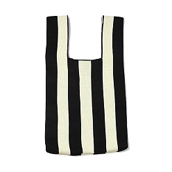 Stripe Mini sacs fourre-tout en tricot de polyester, sac fourre-tout au crochet sac à lunch, stripe, 34x19.5x2.1 cm