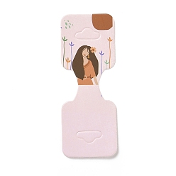 Misty Rose Folding Paper Jewelry Display Cards, Jewelry Holder Card for Necklace, Bracelet, Hair Tie Storage, Women Pattern, Misty Rose, 4.5x3.4x0.08cm, Hole: 16x8mm