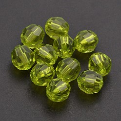 Yellow Green Faceted Round Transparent Acrylic Beads, Yellow Green, 14mm, Hole: 2mm, about 320pcs/bag