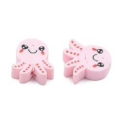 Pink Бусины из полимерной глины , осьминог, розовые, 8~12x6~9x3~4 мм, отверстие : 1.6 мм