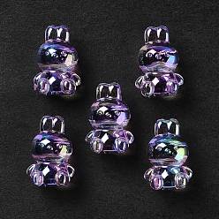 Medium Purple UV Plating Rainbow Iridescent Acrylic Beads, Rabbit, Medium Purple, 18x12x10.5mm, Hole: 2.6mm