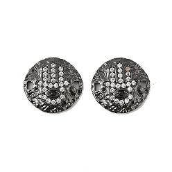 Черный Цвет Металла Латунный микропаве прозрачный кубический циркониевый диск с подвесками-соединителями в виде руки хамсы, стойки покрытие, долговечный, без свинца и без кадмия, металлический черный , 15x14x3 мм, отверстие : 1.4 мм