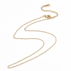 Real 18K Gold Plated Ion Plating(IP) 304 Stainless Steel Cable Chain Necklace for Men Women, Real 18K Gold Plated, 15.75 inch(40cm)
