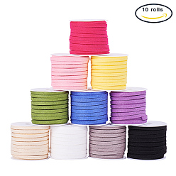 Mixed Color Faux Suede Cord, Faux Suede Lace, Mixed Color, 4x1.5mm, about 5m/roll, 1roll/color, 10rolls/set