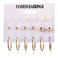 5485 Vintage 6-Piece Pink Earring Set with Creative C-Shaped Butterfly Design and Oil Drip Effect